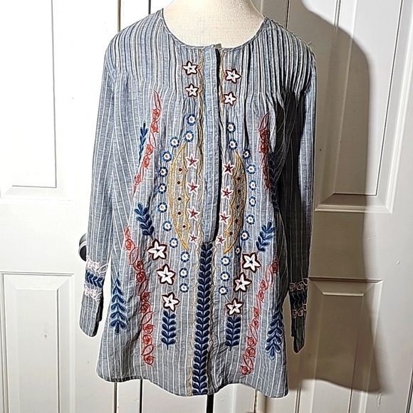 Jonny Was Workshop tunic top. gray, long sleeves.  Oversized small long sleeve - Picture 1 of 11